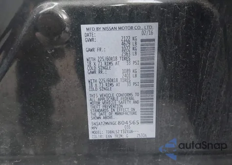 2016 Nissan Rogue S/Sl/Sv from USA, damaged, VIN 5N1AT2MVXGC804565